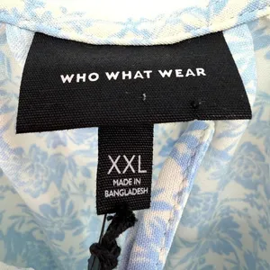 Who What Wear Milkmaid Dress Women XXL Blue Floral Boho Romantic Coastal Prairie thumbnail 6