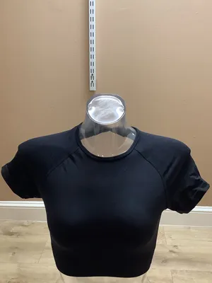 H&M Black Size Medium Fitted Short Sleeve Open Back Crop Top. Preloved thumbnail 3