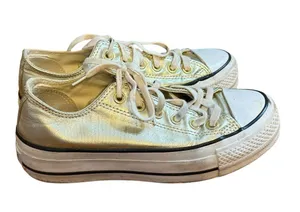 Converse Chuck Taylor All Star Lift Platform Metallic Gold Low-Top Sneakers Sz 6 thumbnail 1