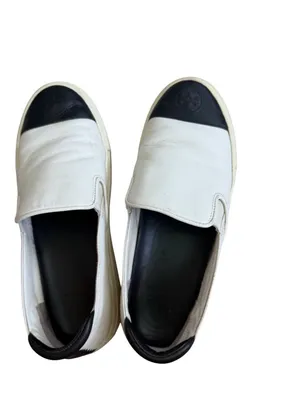 TORY BURCH Black White Leather Colorblock Sneakers Size 6 thumbnail 4
