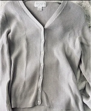 NWT casual corner annex shimmering light gray cardigan thumbnail 7