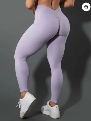 Violate The Dress Code High-Waist V-Back Leggings in Soft Lavender thumbnail 2