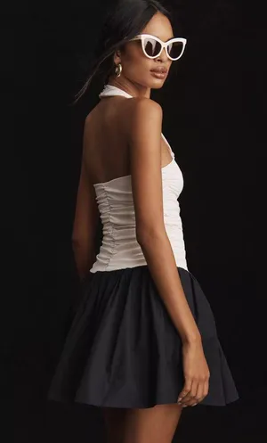 Anthropologie Maeve Halter White and Black Mini Dress thumbnail 2