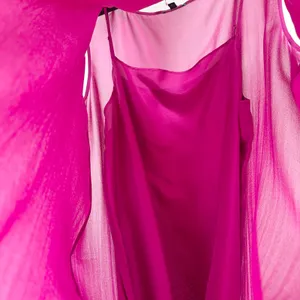 Eileen Fisher Sheer Silk Georgette Boat Neck Sleeveless Midi Dress Sangria L NWT thumbnail 9