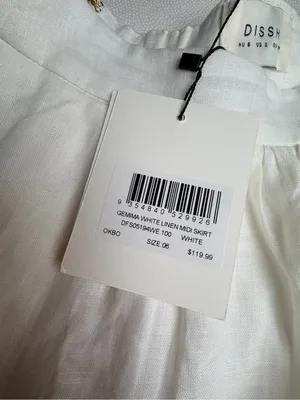 Dissh Gemima White 100% Linen Maxi Skirt Size US 2 NWT Lined A-Line Coastal thumbnail 5