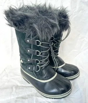Sorel Joan of Arctic Black Leather Lace Up Winter Boots Outdoors Snow‎ Size 5 thumbnail 1