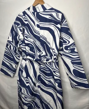 International Concepts NWT Ade Samuel abstract blue white belted trench coat sz XL thumbnail 7