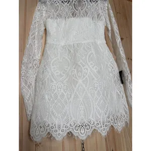 NWT Lulus Gorgeous Attraction White Lace Structured Long Sleeve Mini Dress Sz M thumbnail 5