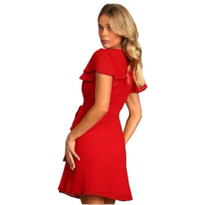 Lulus Much to Celebrate Red Swiss Dot Wrap Dress Large thumbnail 3