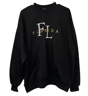Hanes Sweater XL Vintage Florida Spellout Embroidered State Location Crewneck thumbnail 1