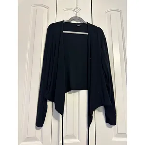 Sanctuary Wrap Top‎ Ribbed Ballet Black Tie Waist Long Sleeve 2X Plus Size thumbnail 2