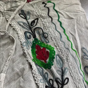 Elegant Embroidered Wide Leg Pants 100%viscose NWOT thumbnail 9