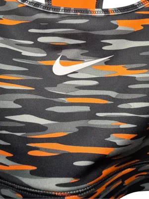 Nike Women's Dri-FIT Sports Bra - Black, Gray, and Orange Camo-Print thumbnail 2