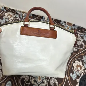 Dooney & Bourke White and Brown Satchel with Leather Accents thumbnail 4