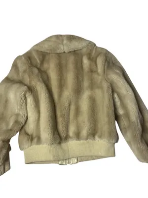 VINTAGE Faux Fur Bomber Jacket Leather Trimmed Ollie Canada Fits Size Small thumbnail 5