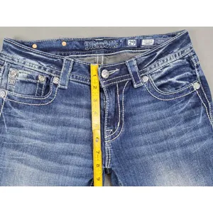 Miss‎ Me Womens Mid Rise Boot Jeans 29x28.5 Rhinestone Embroidery Denim Cross thumbnail 9