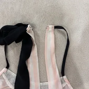 PINK - Victoria's Secret Women’s L Pink White Stripe Halter Chemise thumbnail 4