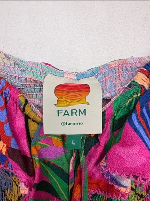 Farm Rio size large painted toucans Vibrant Tropical Puff-Sleeve Mini Dress thumbnail 3