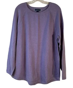 Karen Scott Womens XL Purple Cotton Crew Neck Raglan Pullover Sweater‎ thumbnail 1