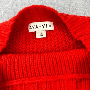 Ava & Viv Cable Knit Pom Pom Sweater‎ In Red Women's Size 2X thumbnail 3