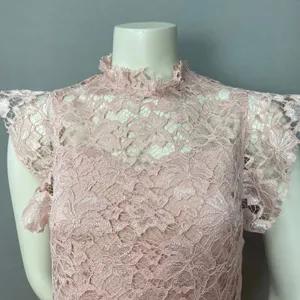 Enfocus Studio Lace Sheath Dress Women 8 Blush Pink Mock Neck Flutter Sleeve‎ thumbnail 14
