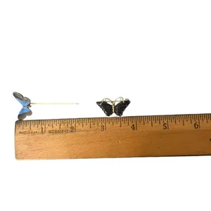 Vintage Estate Butterfly Brooch & Lapel Hat Stick Pin 2 Pc. Set Gold Tone Metal thumbnail 8