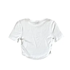 Lululemon Hold Tight White Ribbed Stretch Cropped Short Sleeve T-Shirt Size 2 thumbnail 3