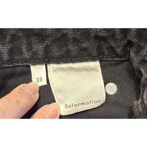 Reformation Black‎ Denim Mini Skirt Sz 28 Pacific Wash Studs Goth Festival EUC thumbnail 5