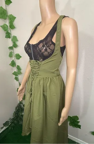 Elegant Olive Green Halter Dress New thumbnail 11