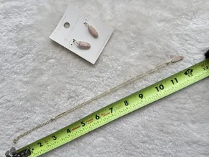 Kendra Scott Eva 14K Gold Over Brass Drop Earrings & Necklace-Rose Quartz thumbnail 4