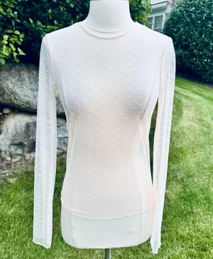 Forever 21 off white sheer lace polka dot top thumbnail 4