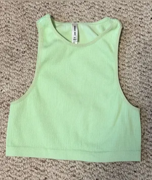 Sunday‎ Best Aritzia Neon Lime Ribbed Cropped Tank M/L thumbnail 1