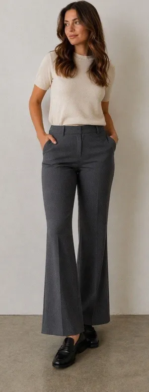 American Giant Pants Womens Size 4 Gray Ponte Kick Flare Stretch Pull On Casual thumbnail 1
