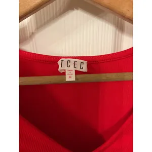 TCEC Women's Red Flutter Sleeve Bodysuit V Neck Romantic Feminine Top, M thumbnail 3