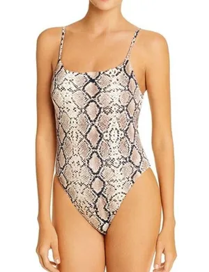 AQUA Lounge Snake Print One Piece High Cut Swimsuit *missing belt* MOB WIFE thumbnail 1