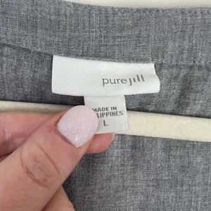 Pure Jill by J Jill 100% Cotton Button Front Side Slit Soft Cozy Blouse Top Sz L thumbnail 6
