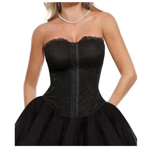 NWT Popilush Lace Corset Bustier Shapewear Top Detachable‎ Straps Black L thumbnail 1