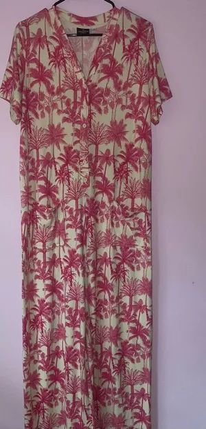 Bumblebella by Jill Martin QVC Small Dreamy Jersey Jumpsuit Pink Palms thumbnail 1