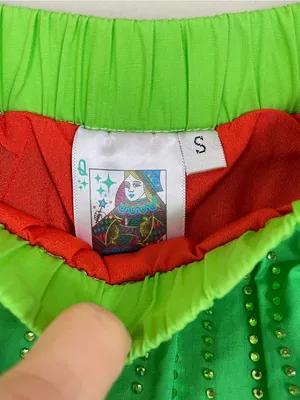 Queen‎ of Sparkles Rhinestone Colorblock Tiered Mini Skirt / Skort Size Small thumbnail 2