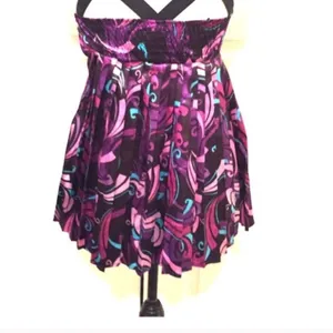 Guess Pleated V-Neck Satin Purple Halter Top XS Deadstock thumbnail 6
