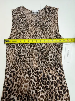 Calvin Klein Leopard-Print Sleeveless Midi Dress - Brown, Black thumbnail 7