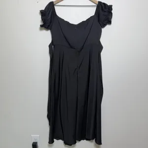 Women‎ Milkmaid Maxi Whimsigoth Dress Large Black Satin Puff Sleeve Ruched Bust thumbnail 10
