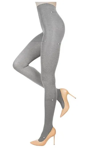 NWT MeMoi Flat Knit Cotton Blend Sweater Tights 92514073 Medium Gray M / L thumbnail 1