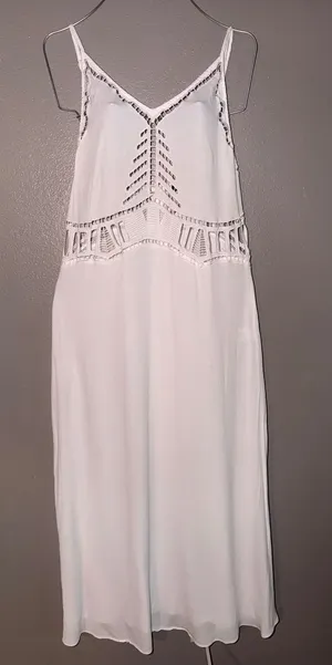 Lulus White Crochet Lace Cover Up Dress Small Beach Resort Vacation thumbnail 1
