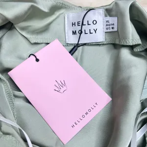 Hello Molly Sage Green Satin Halter Ruffle High Low Midi Dress Womens Size 10 thumbnail 3