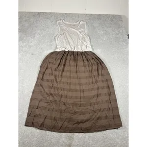 prAna Perry Small‎ Block Midi Dress Sleeveless Scoop Neck Green/cream Pockets thumbnail 6