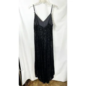 Onyx Nite‎ 6 Dress Black Velvet Burnout Hi Lo Spaghetti 90s Y2K Grunge Goth 1341 thumbnail 2