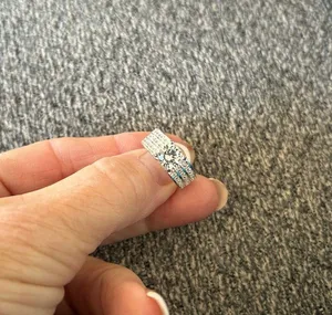 Elegant Silver Ring with Clear Stones Size 6 thumbnail 1
