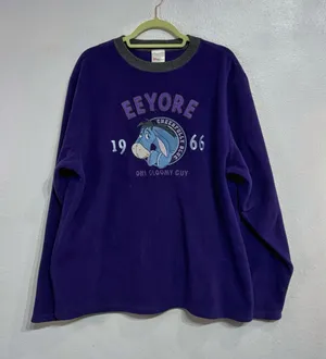 Disney Store Exclusive Purple Eeyore Vintage Fleece Sweatshirt Sz M thumbnail 1
