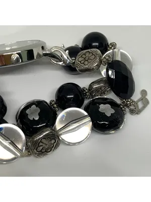 Geneva women’s beaded bracelet watch silver tone 33mm mop dial Quartz running thumbnail 5